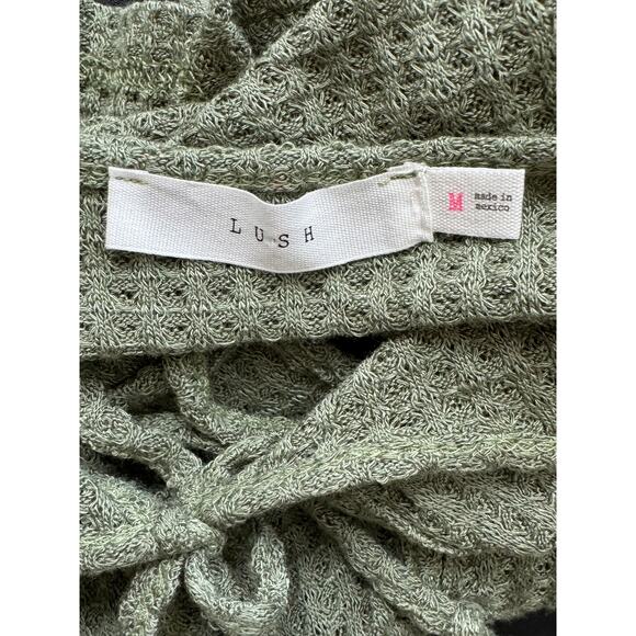 LUSH NORDSTROM ~ Sage Green Long Sleeve Waffle Knit Babydoll Top Size M - Picture 7 of 7